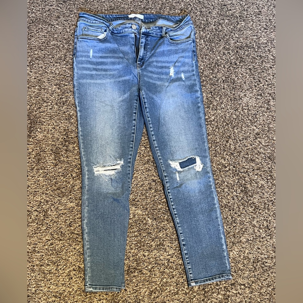 VERVET BY FLYING MONKEY Blue Skinny Distressed Jeans